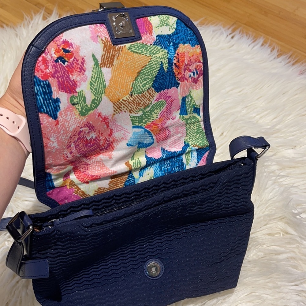 Navy Blue Embroidered Vera Bradley Crossbody - Picture 3 of 11